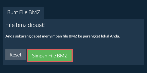 Simpan file BMZ yang dibuat ke drive lokal