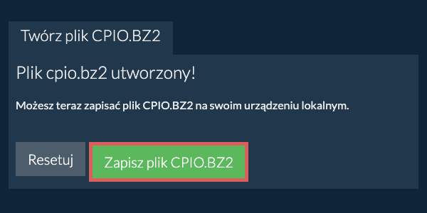 Zapisz utworzony plik CPIO.BZ2 na dysk lokalny