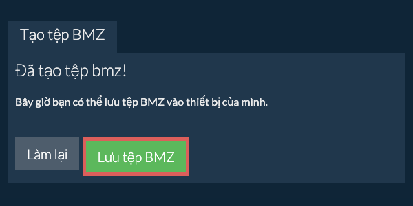 Lưu tệp BMZ đã tạo vào ổ đĩa cục bộ