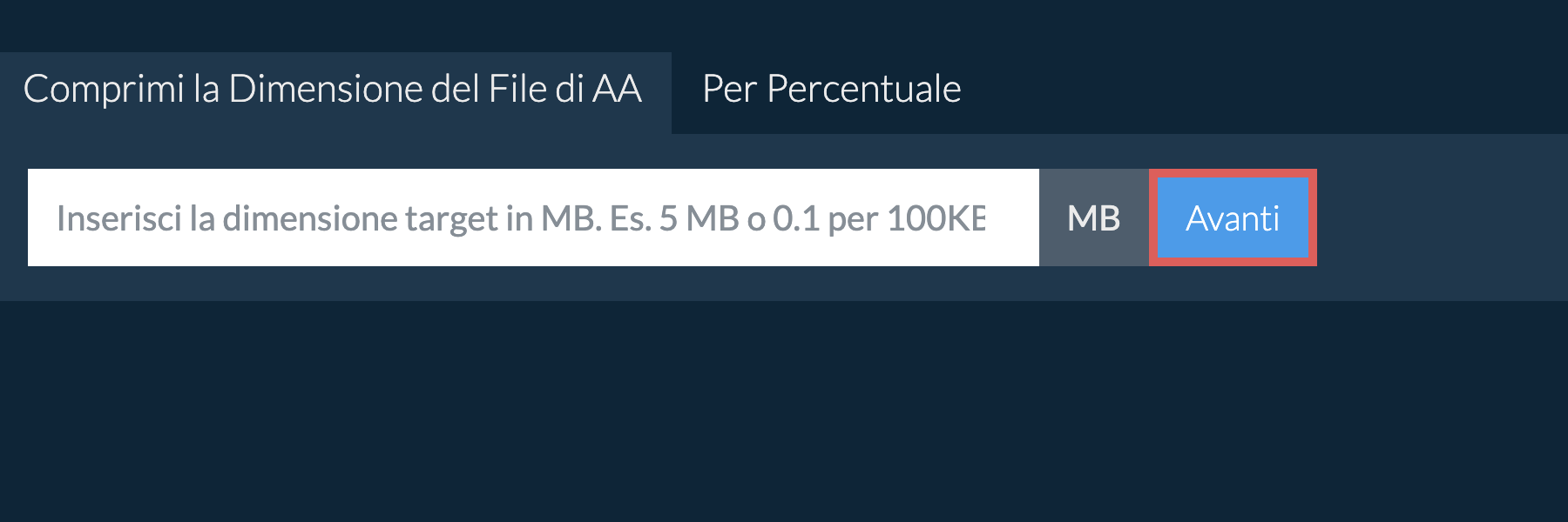 Riduci aa Al Di Sotto di una Dimensione Specifica