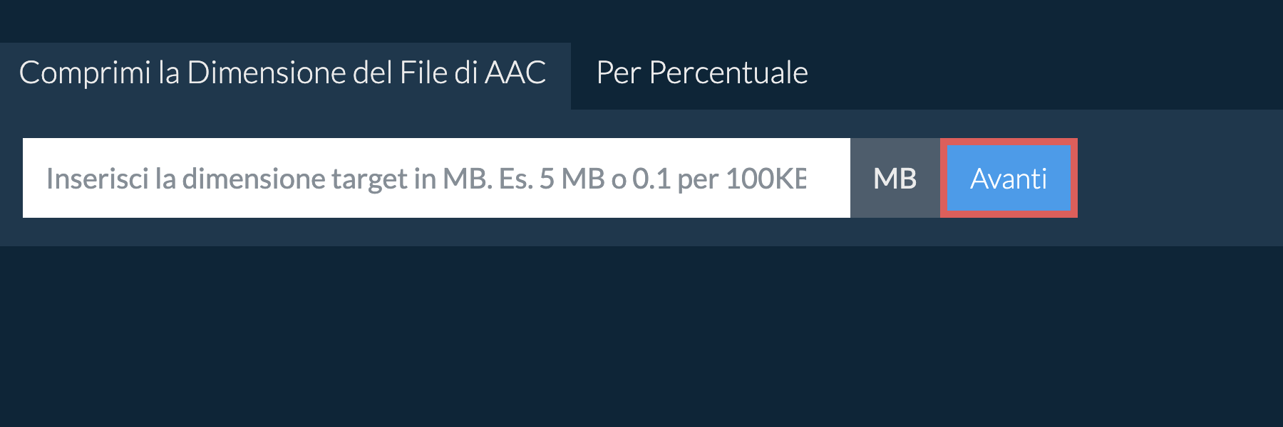 Riduci aac Al Di Sotto di una Dimensione Specifica