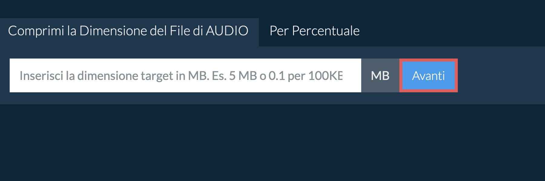 Riduci audio Al Di Sotto di una Dimensione Specifica