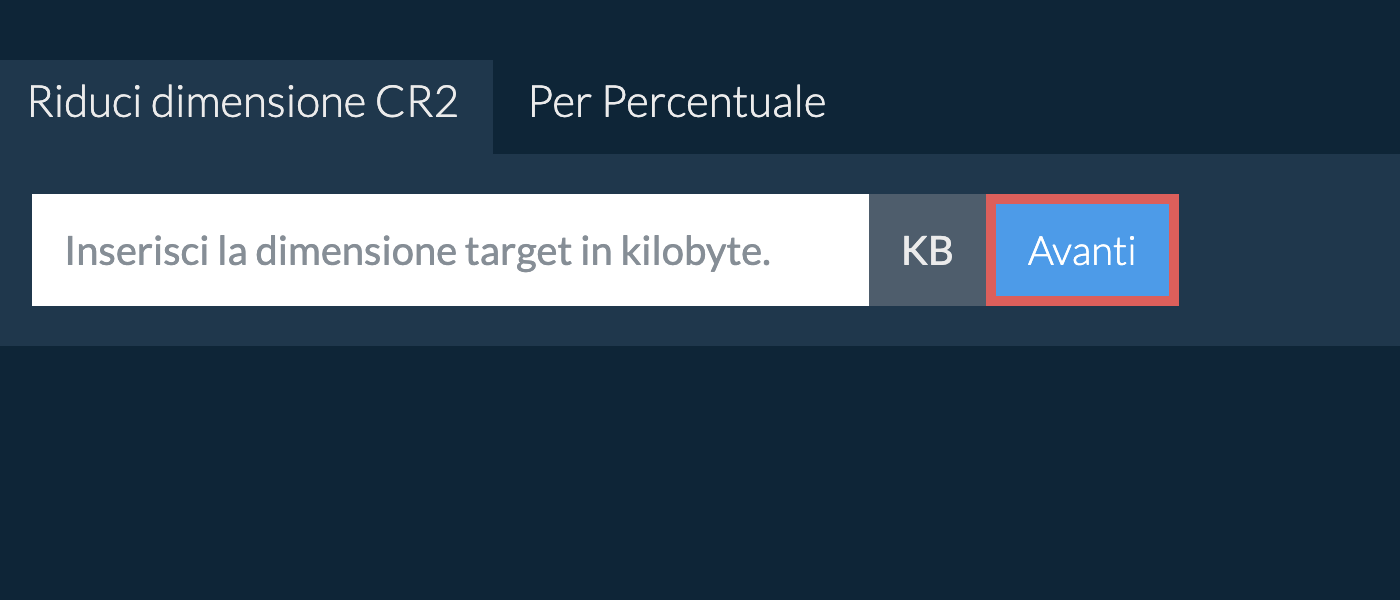 Riduci cr2 Al Di Sotto di una Dimensione Specifica