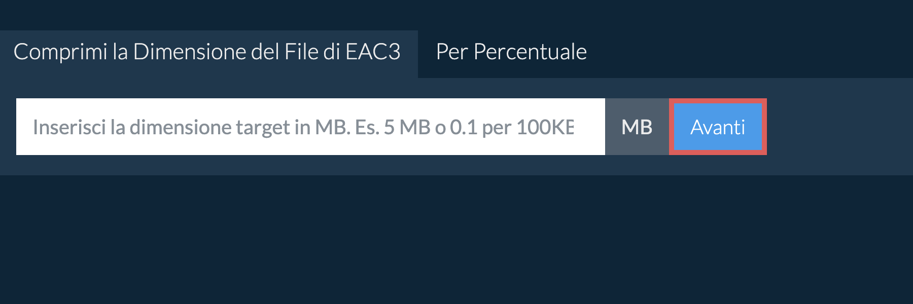 Riduci eac3 Al Di Sotto di una Dimensione Specifica