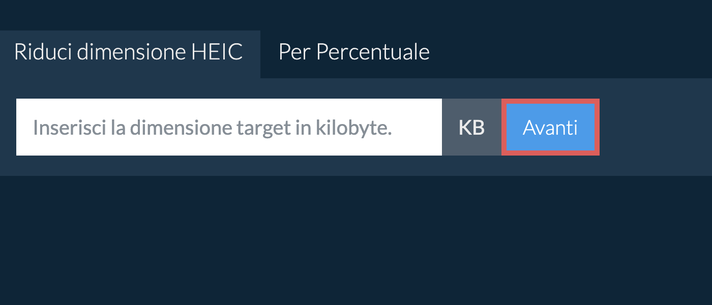 Riduci heic Al Di Sotto di una Dimensione Specifica