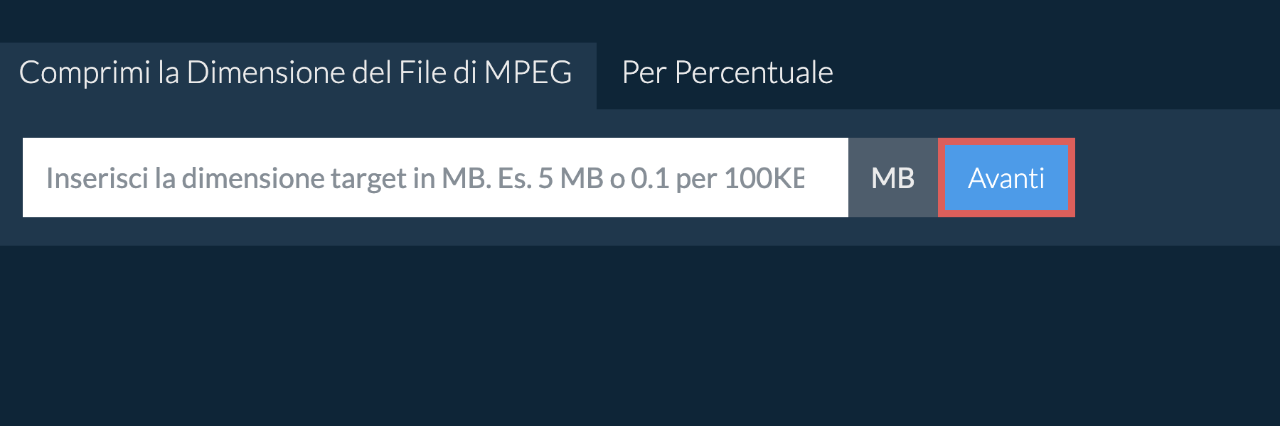 Riduci mpeg Al Di Sotto di una Dimensione Specifica