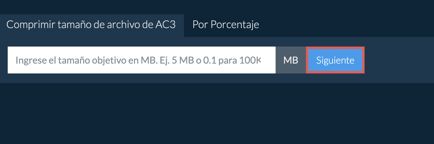 Reducir ac3 por debajo de un tamaño específico