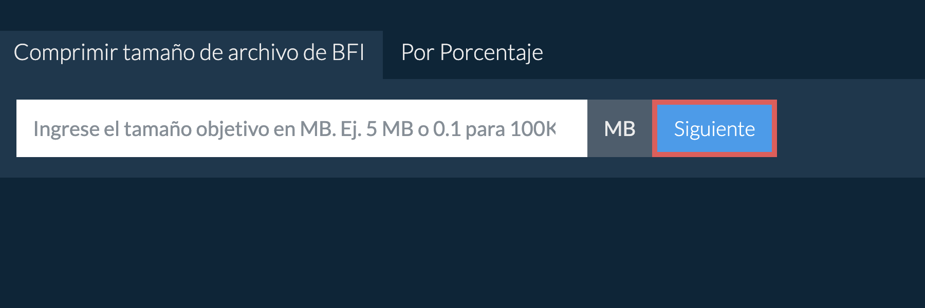 Reducir bfi por debajo de un tamaño específico