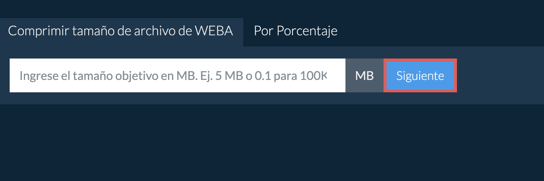 Reducir weba por debajo de un tamaño específico