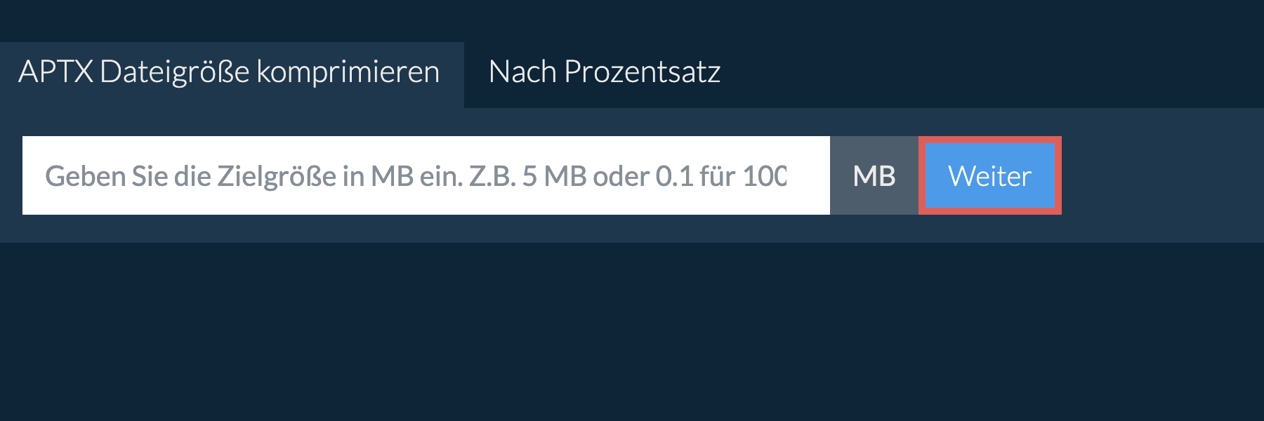 aptx unter eine bestimmte Größe reduzieren