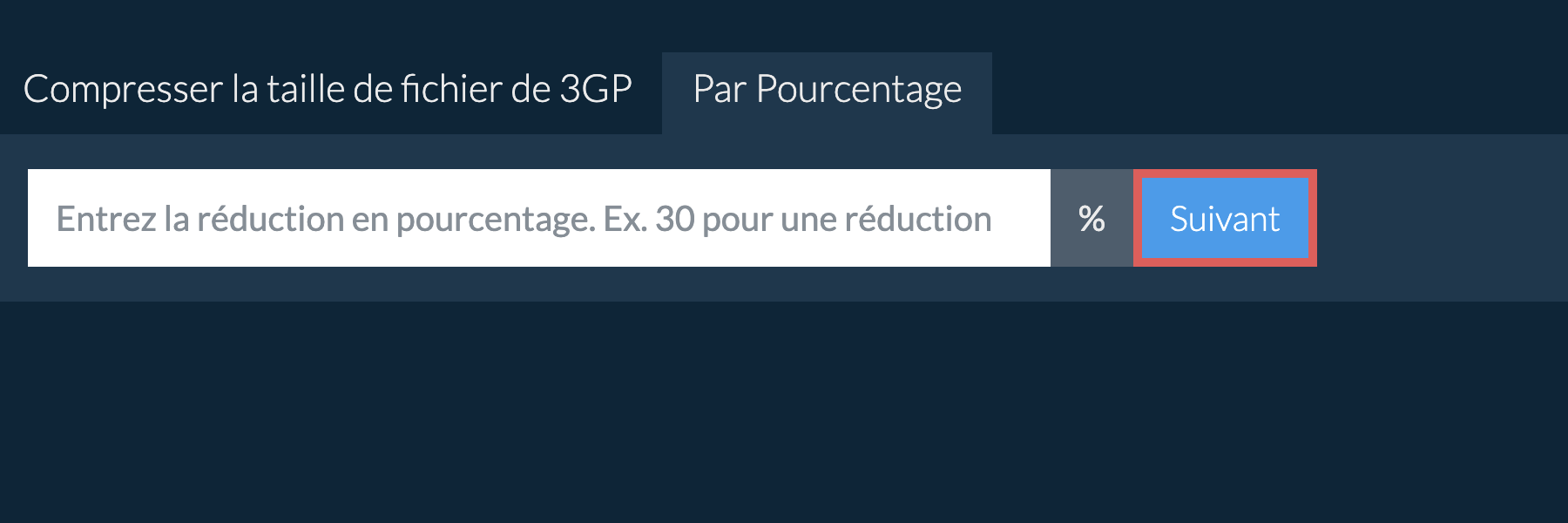 Réduire 3gp par pourcentage