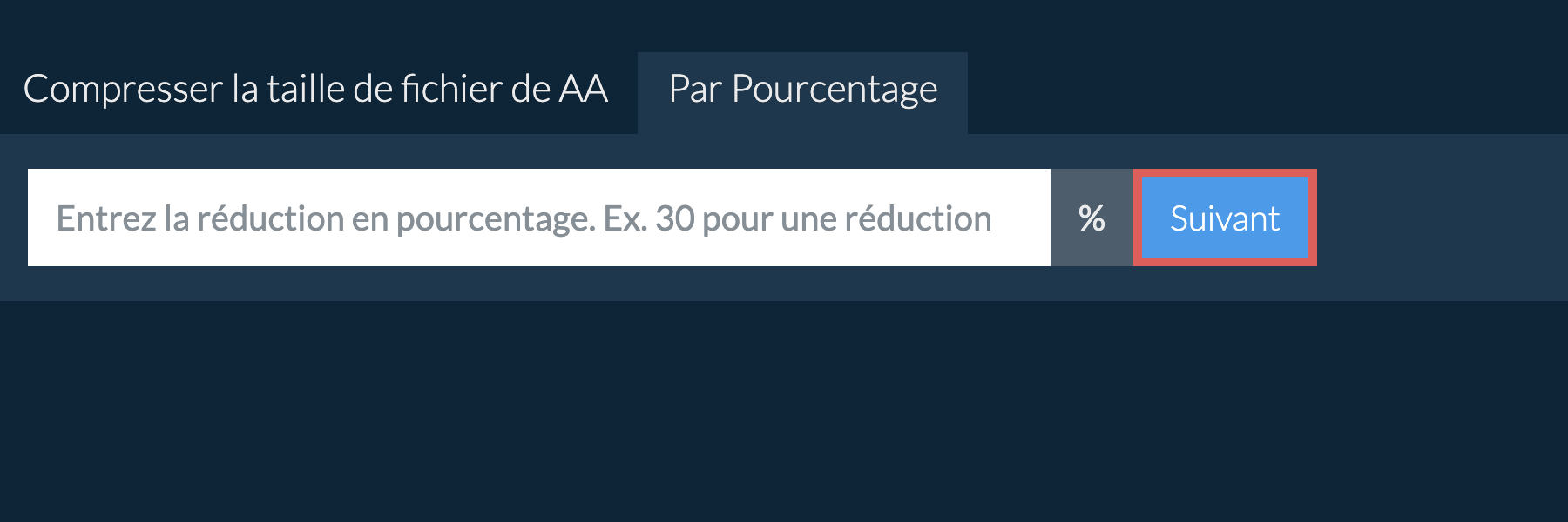 Réduire aa par pourcentage