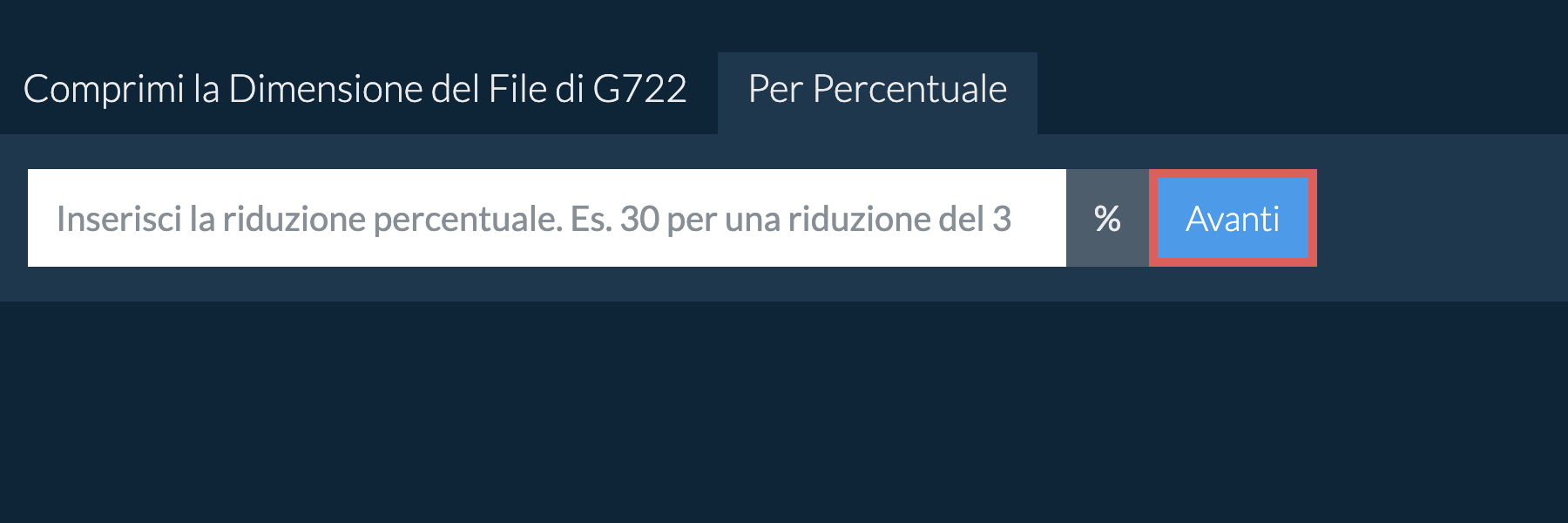 Riduci g722 Per Percentuale