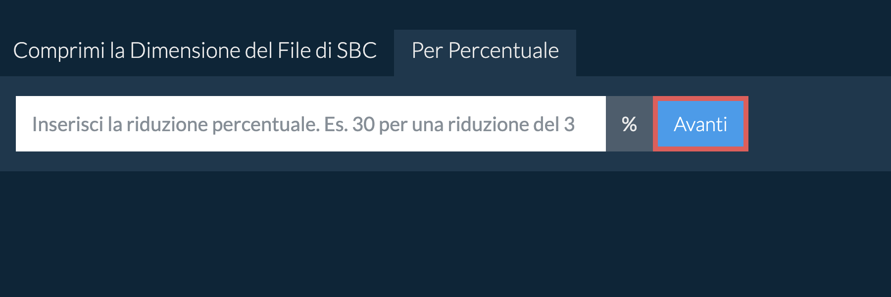 Riduci sbc Per Percentuale