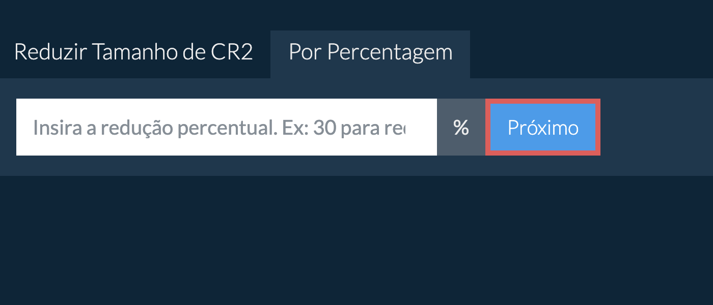 Reduzir cr2 Por Percentagem