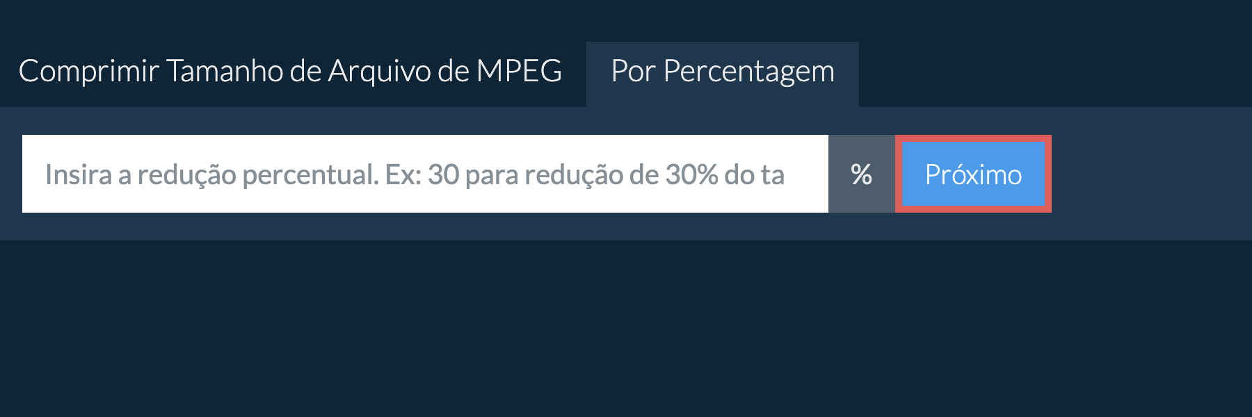 Reduzir mpeg Por Percentagem