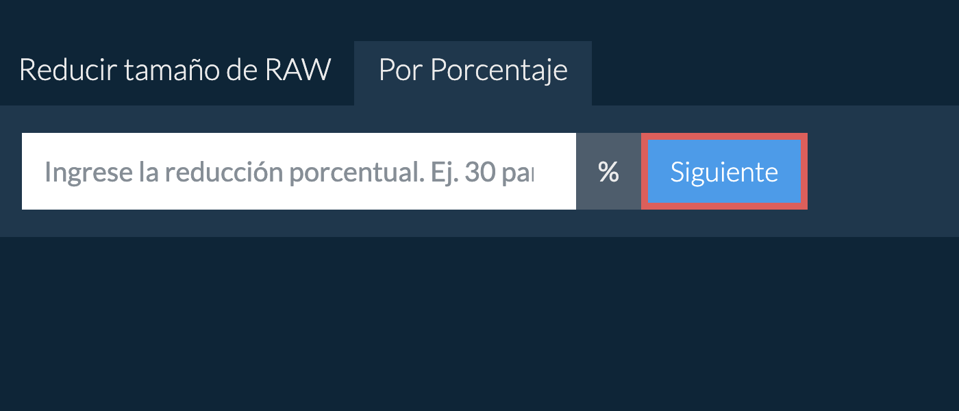 Reducir raw por porcentaje