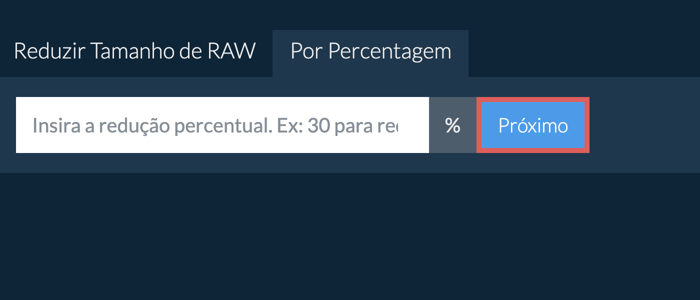 Reduzir raw Por Percentagem