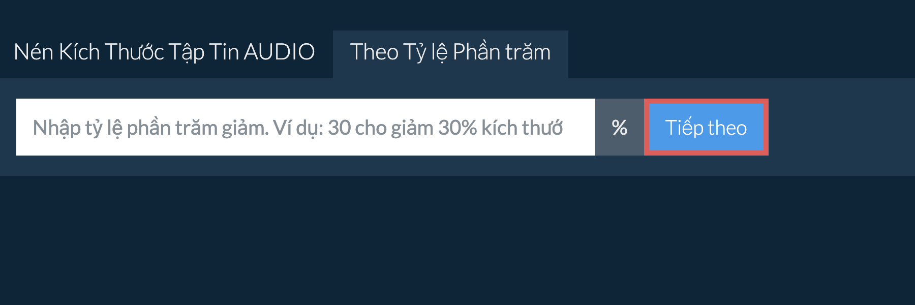 Giảm audio Theo Tỷ Lệ Phần Trăm