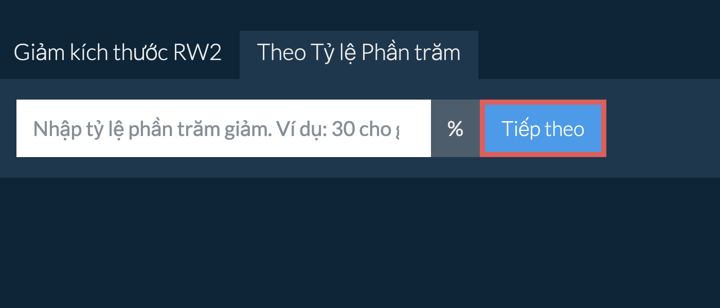 Giảm rw2 Theo Tỷ Lệ Phần Trăm