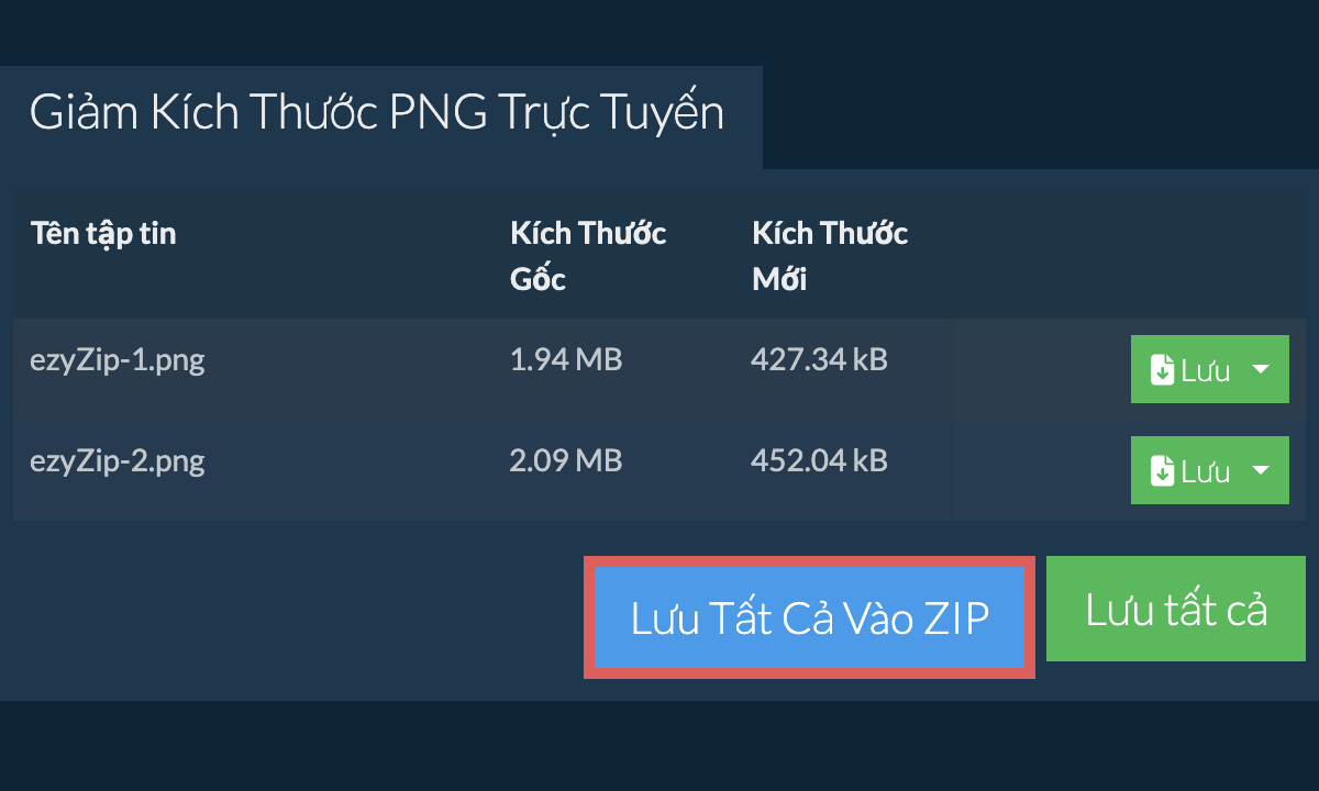 Lưu Tất Cả Vào ZIP