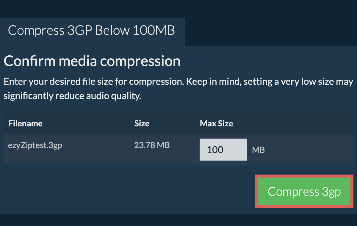 Convert to 100MB