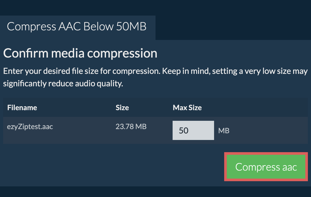 Convert to 50MB