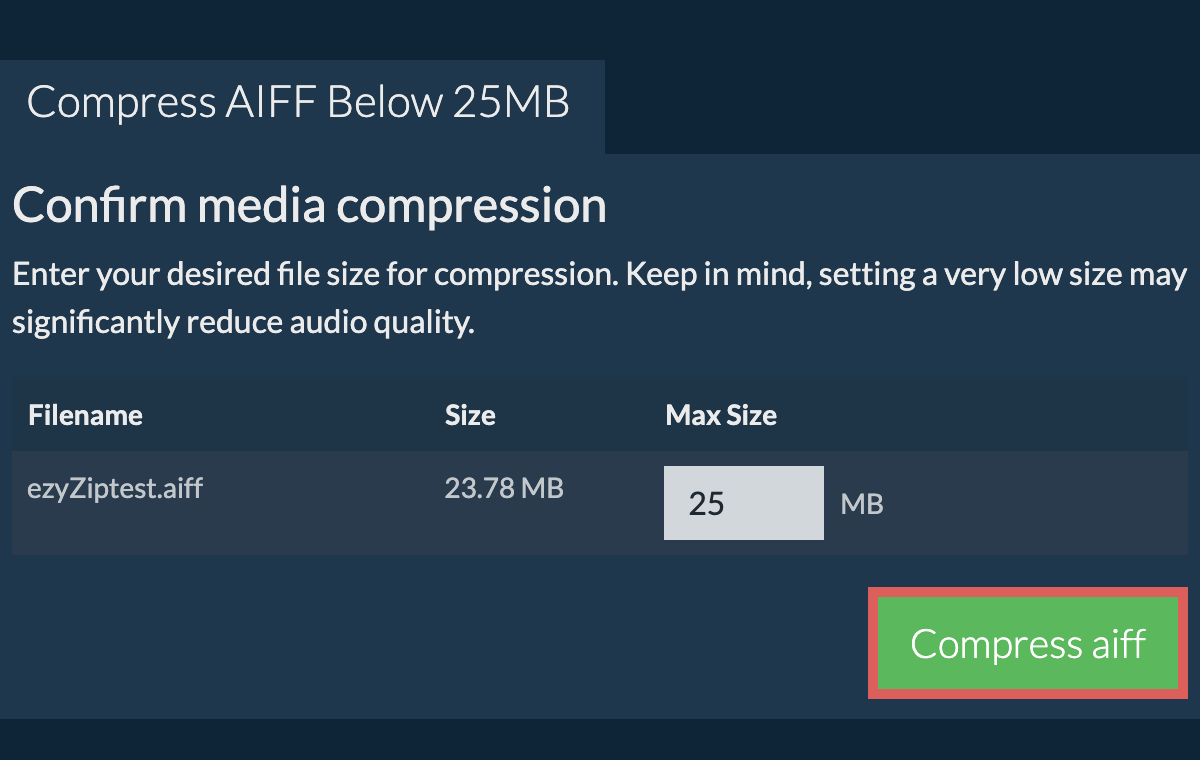 Convert to 25MB