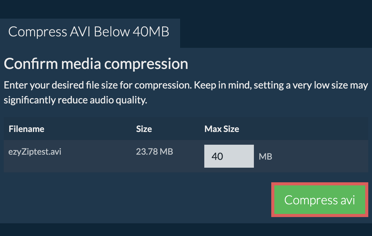 Convert to 40MB