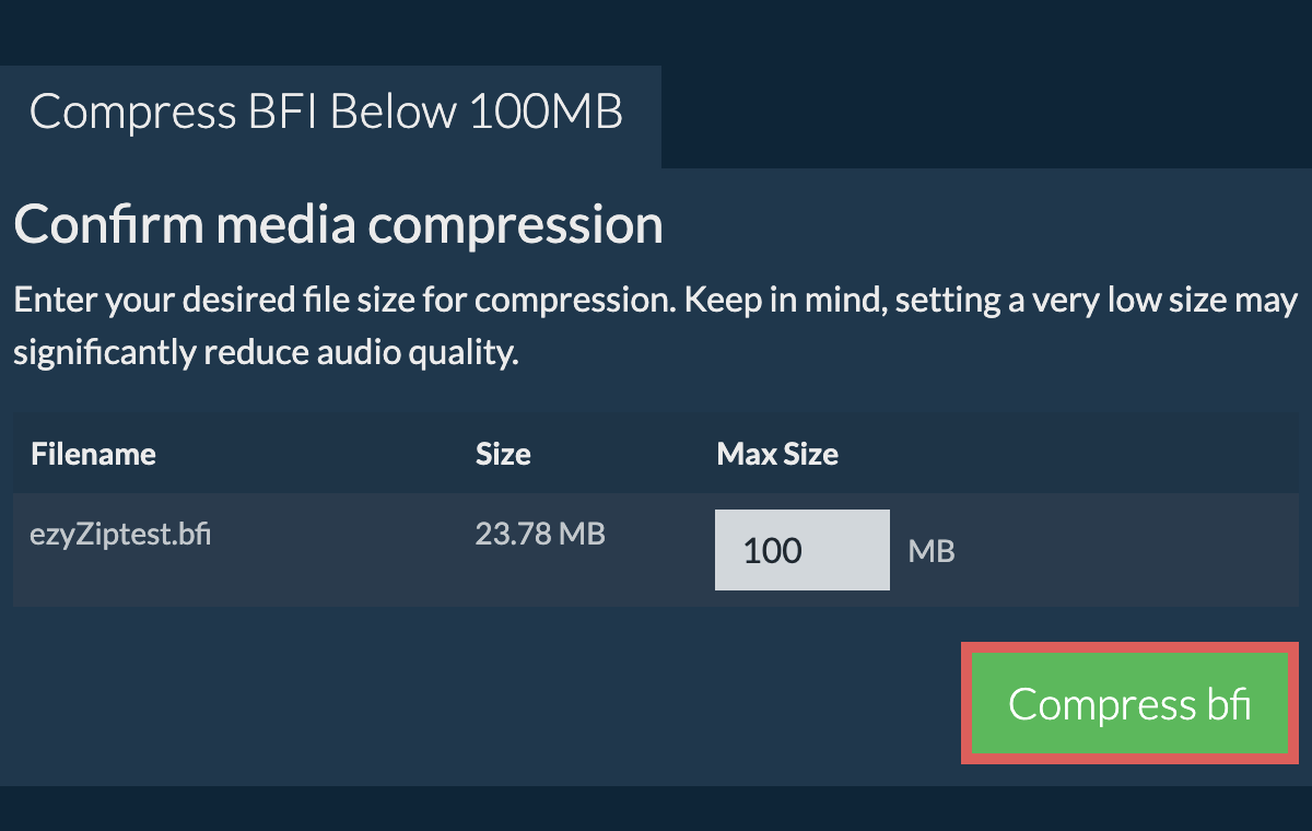 Convert to 100MB