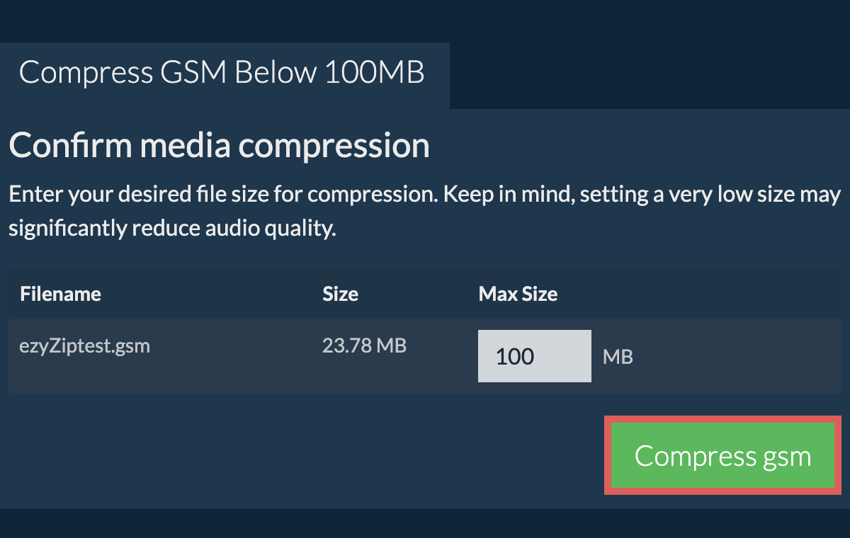 Convert to 100MB