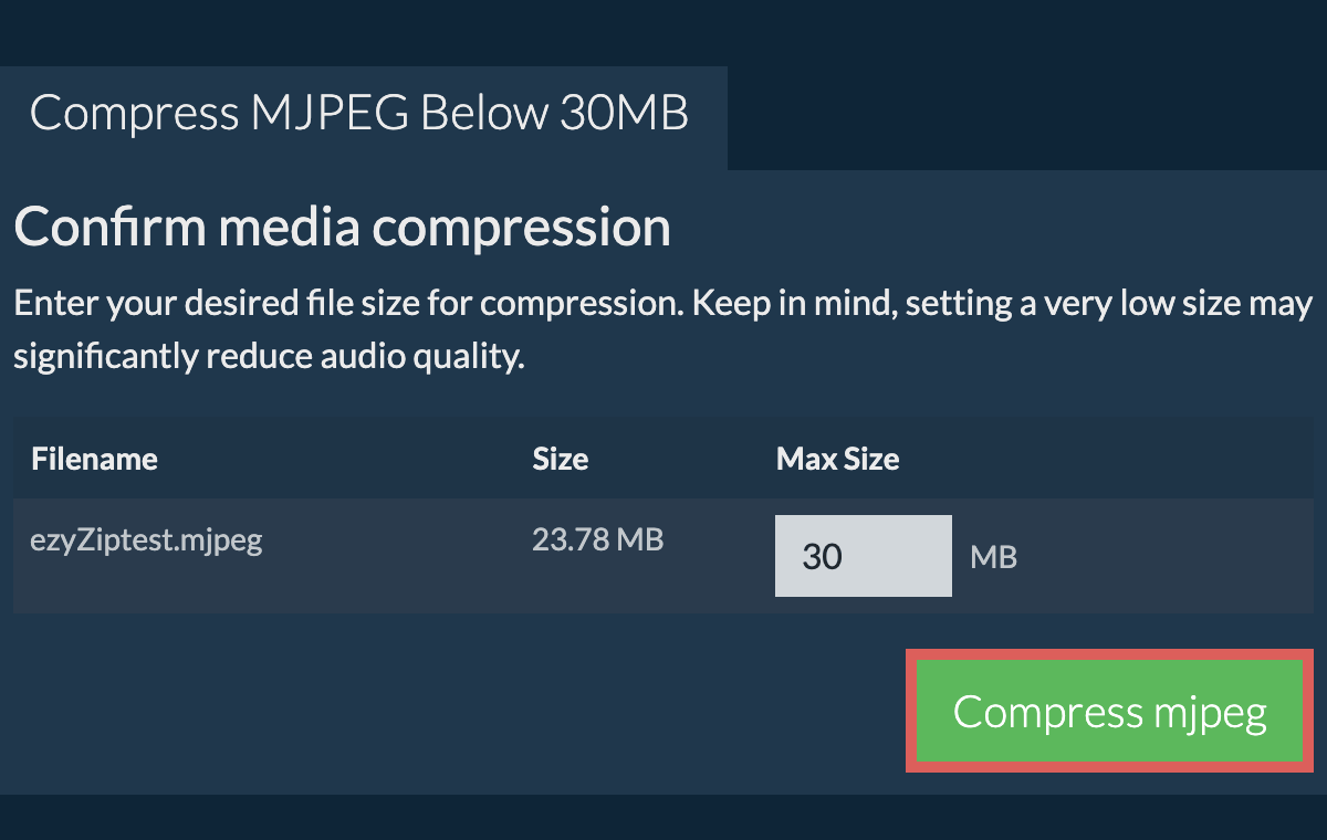 Convert to 30MB