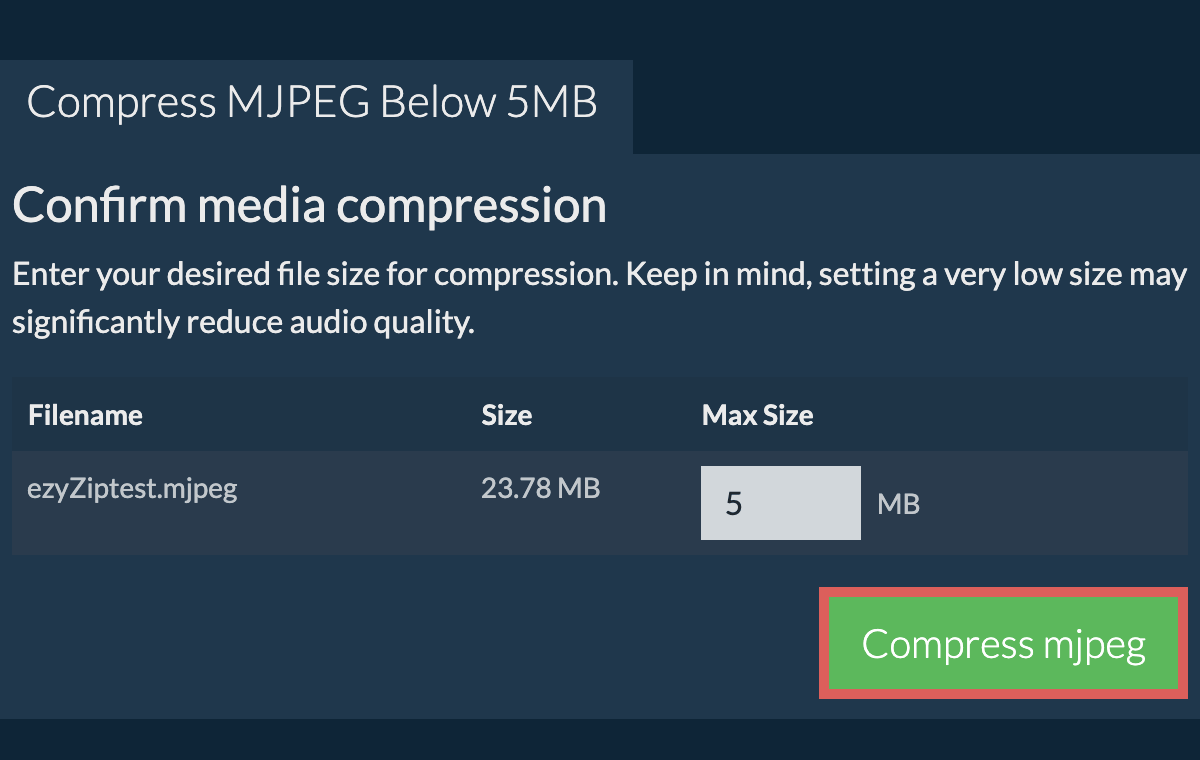 Convert to 5MB