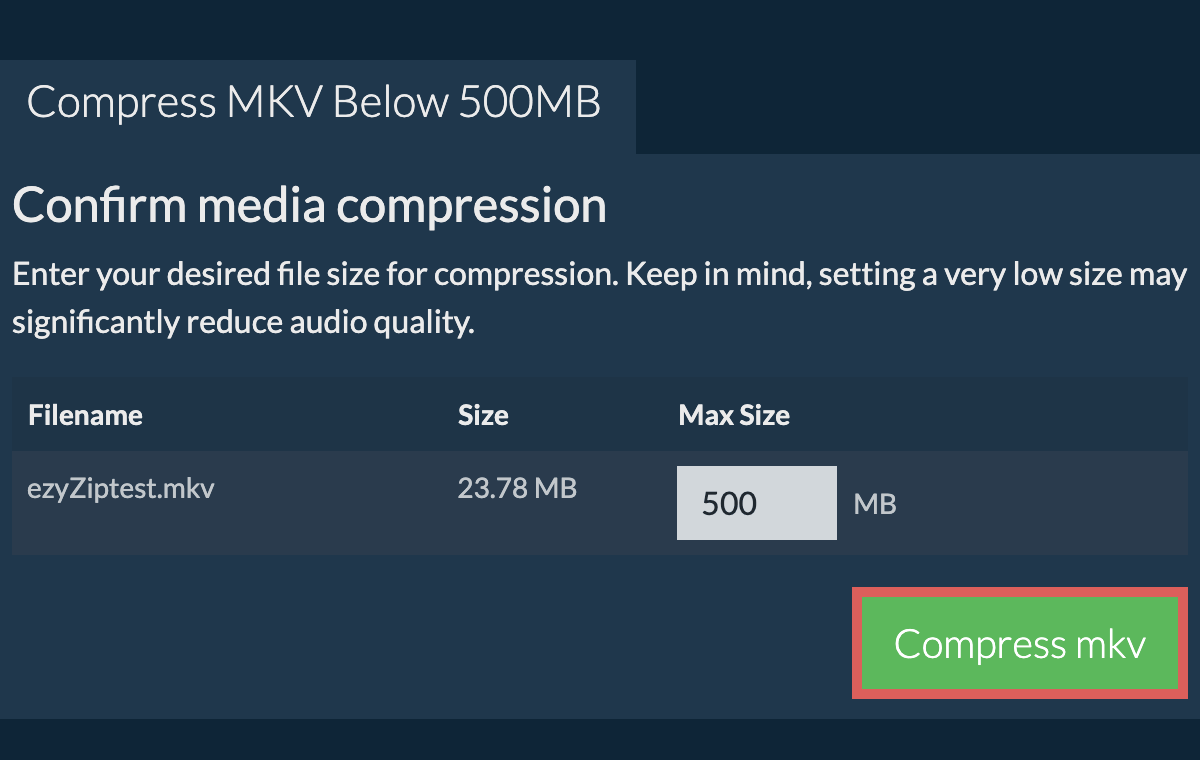 Convert to 500MB