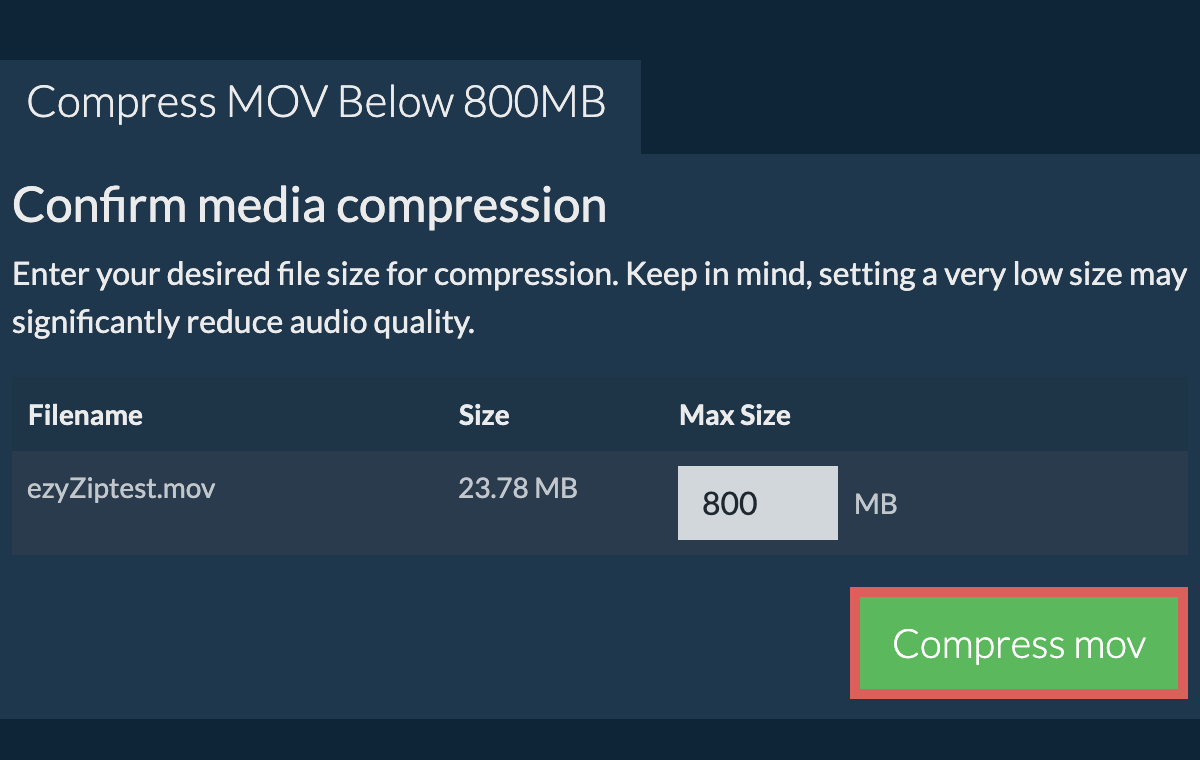 Convert to 800MB