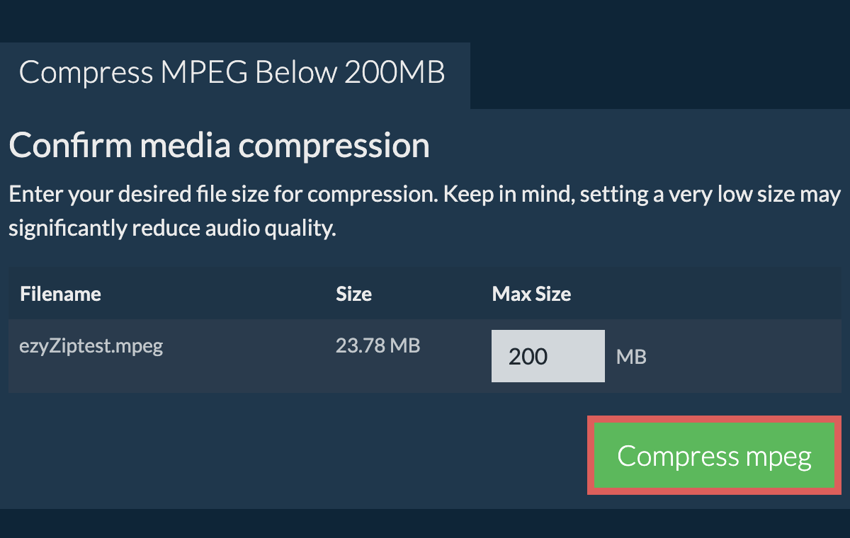 Convert to 200MB