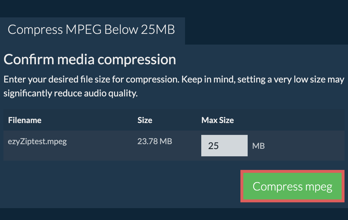 Convert to 25MB