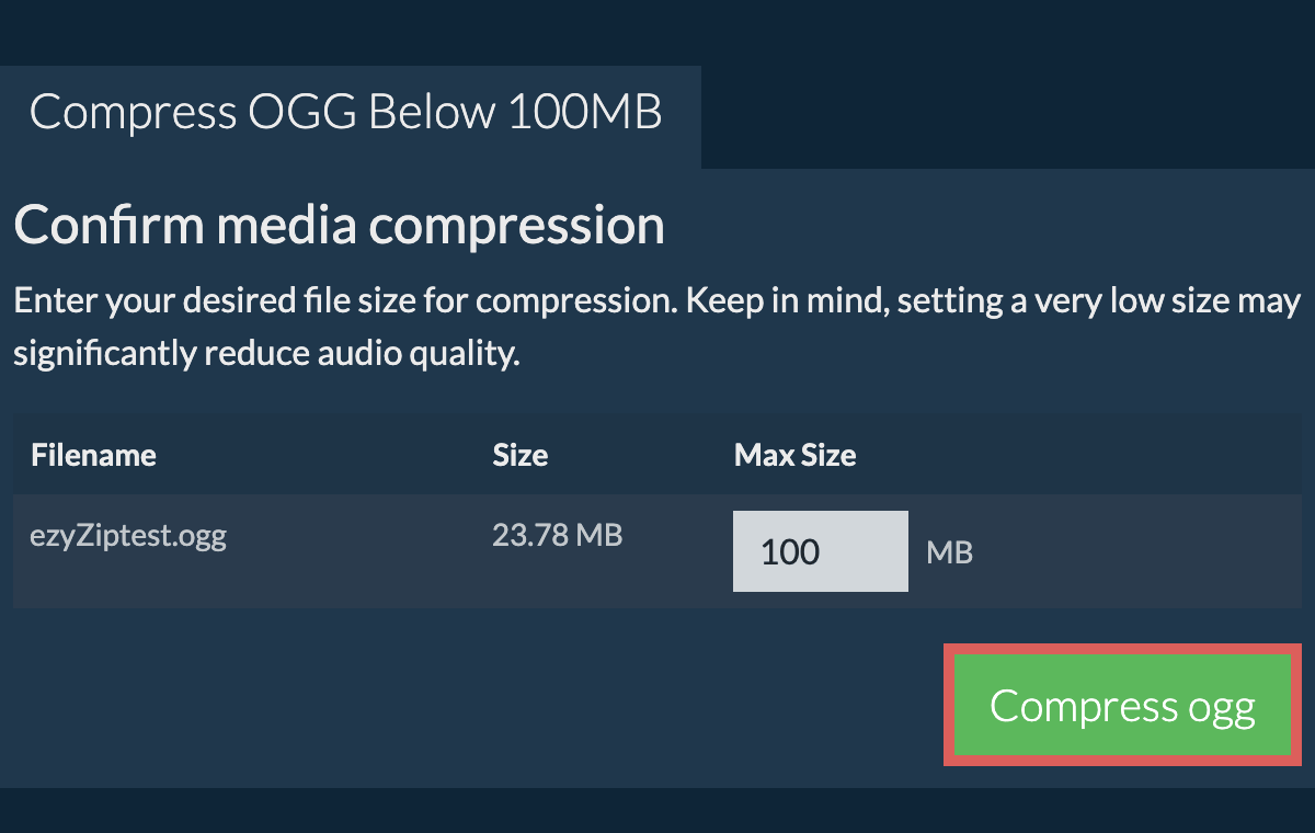 Convert to 100MB