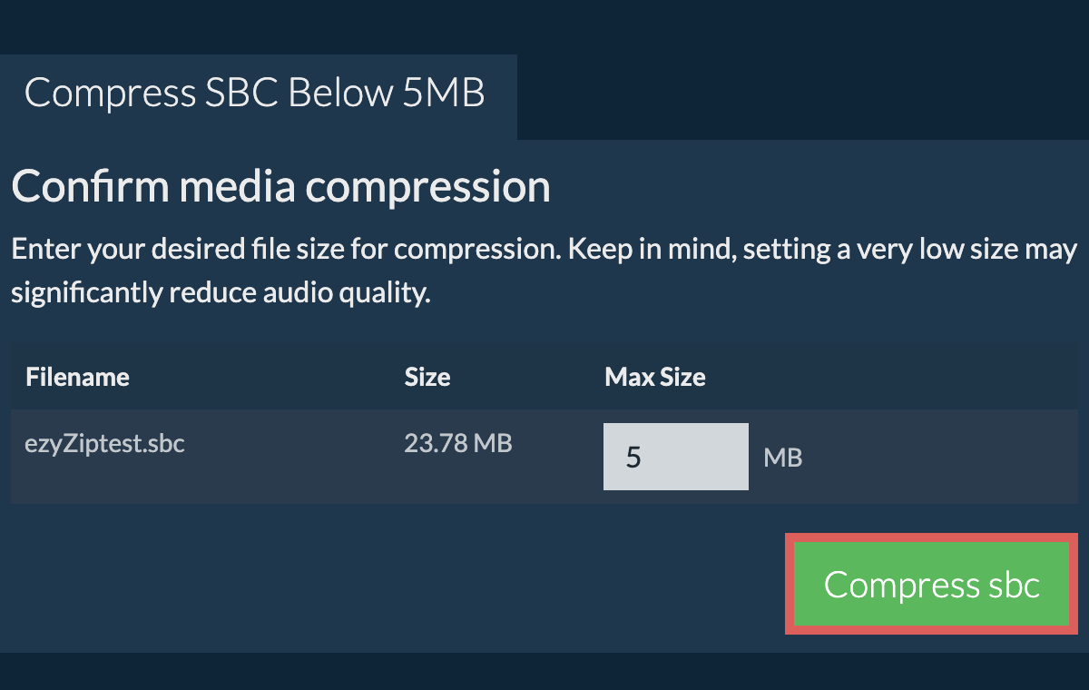 Convert to 5MB