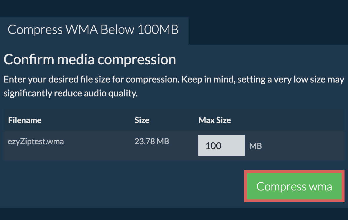 Convert to 100MB