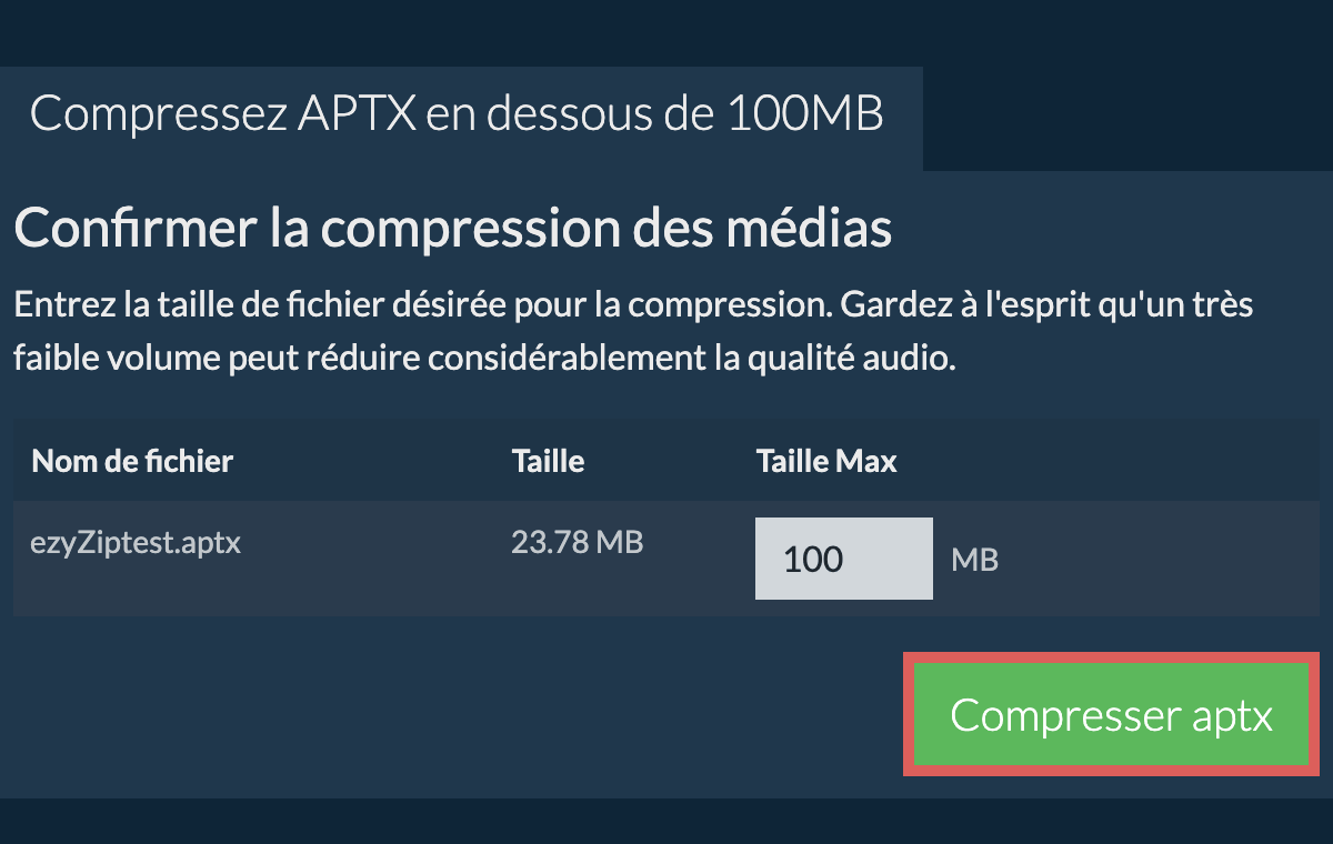 Convertir en 100MB