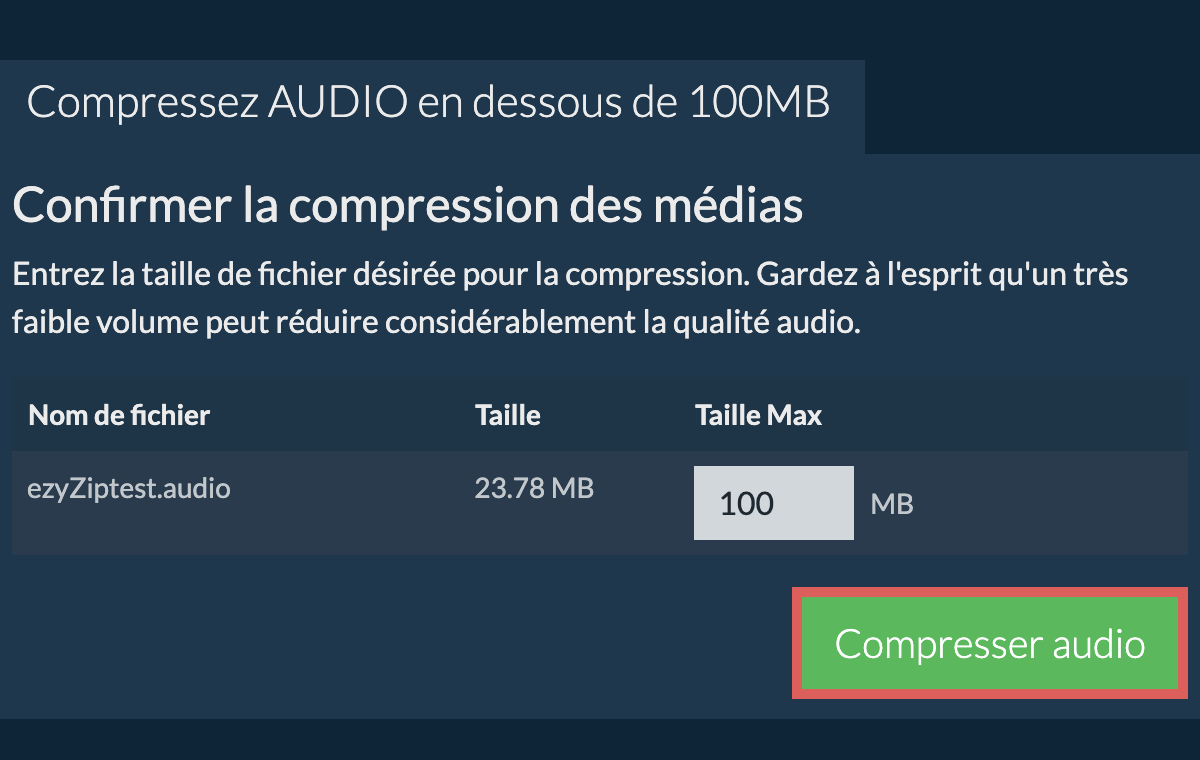 Convertir en 100MB