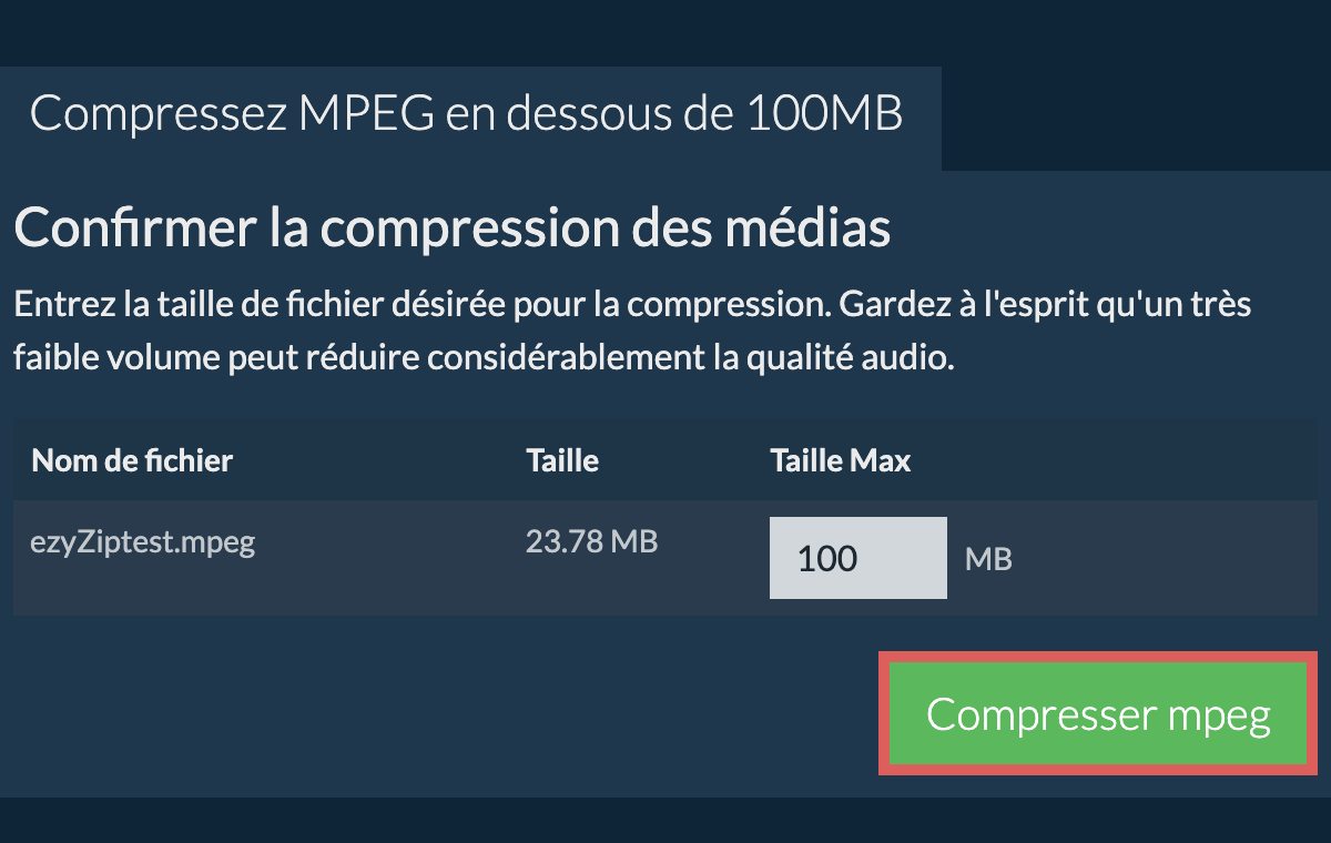 Convertir en 100MB