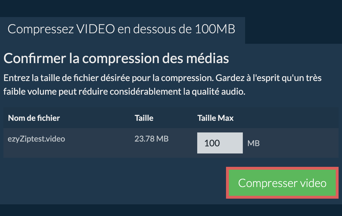 Convertir en 100MB