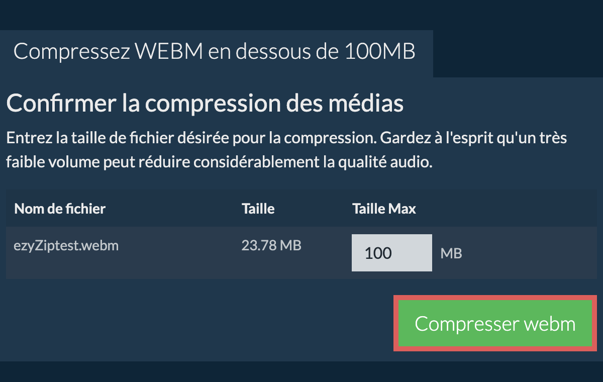 Convertir en 100MB