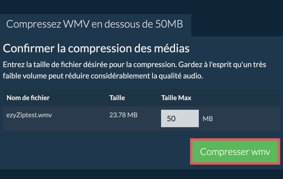 Convertir en 50MB