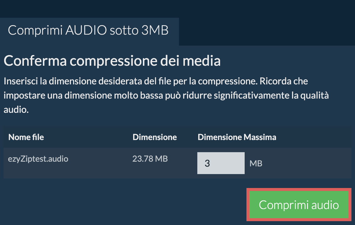 Converti in 3MB