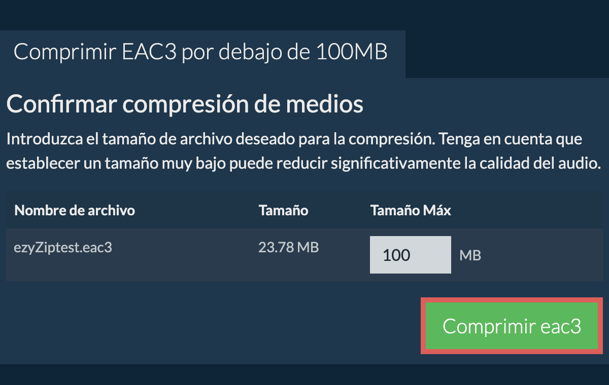 Convertir a 100MB