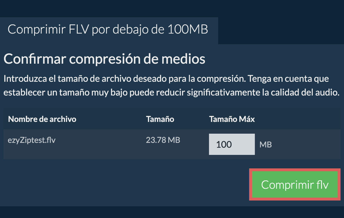 Convertir a 100MB