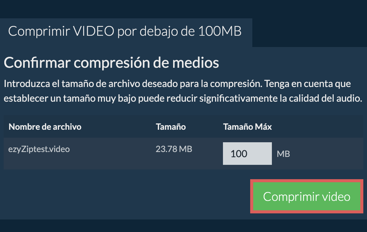 Convertir a 100MB